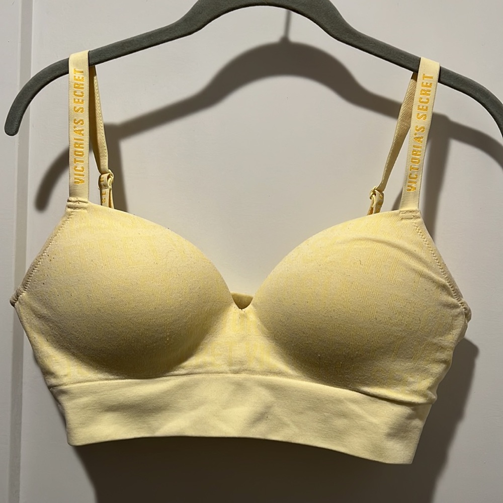 Victoria’s Secret padded push-up wireless bralette- yellow, sz L